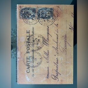 French Carte Postale Stamped Addressed Postcard Storage Book Box Vintage Style